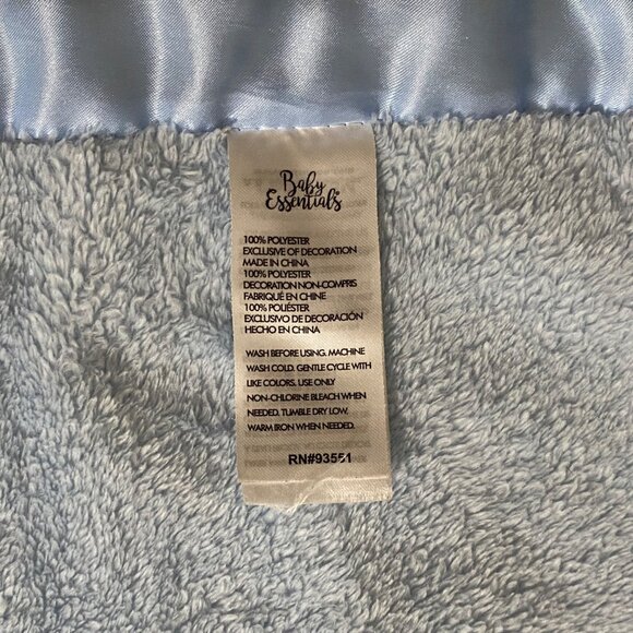 Baby Essentials Satin Trim Boy Blanket Throw Teddy Bear Embroidered Thank Heaven - Picture 5 of 6